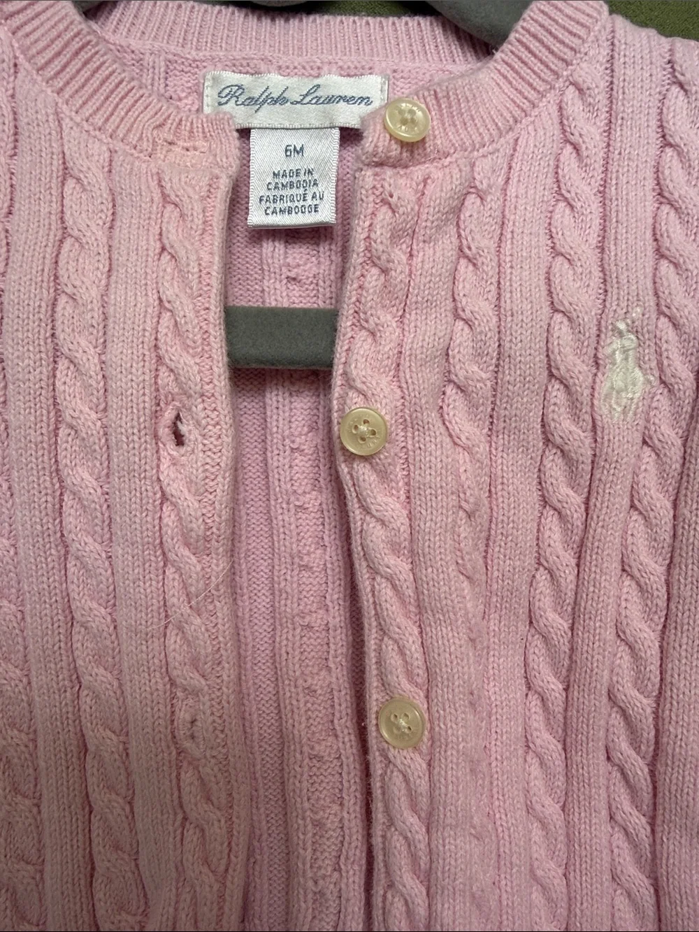 Ralph Lauren Baby Pink Cable Knit Cardigan - Baby
